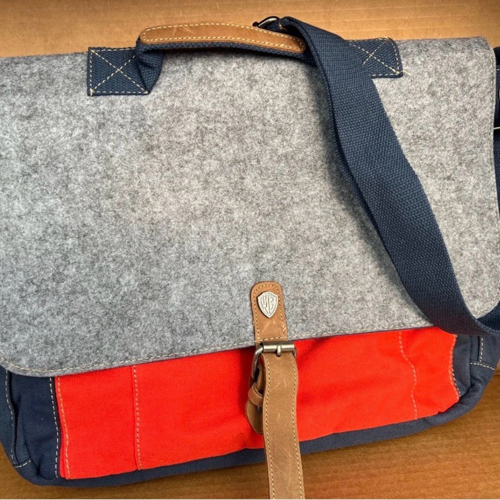 Modern Gray and Red Men's Messenger Bag